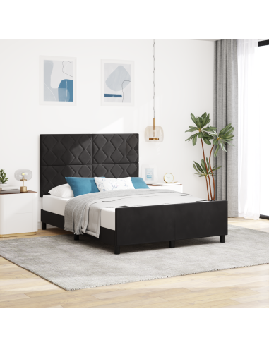 Letto a molle con testiera Nero 140 x 190 cm Velluto