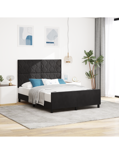 Letto a molle con testiera Nero 140 x 190 cm Velluto