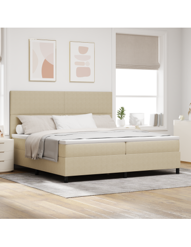 Letto a Sorgente LED Grigio chiaro e bianco 200 x 200 cm