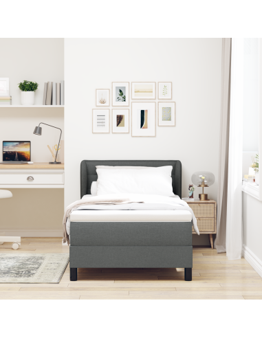 Letto a molle con materasso Grigio scuro 90 x 200 cm Tessuto