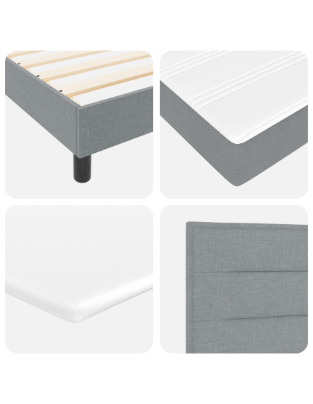 Letto a molle con materasso Grigio chiaro 140 x 190 cm Tessuto