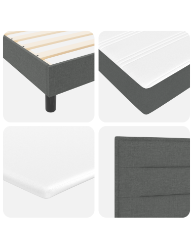 Letto a molle con materasso Grigio scuro 140 x 190 cm Tessuto