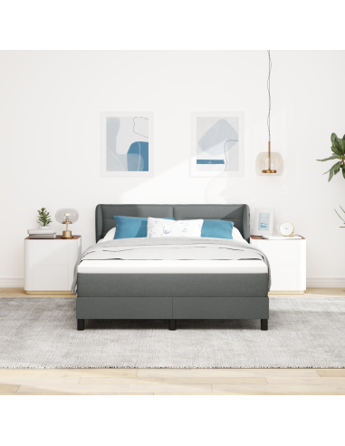 Letto a molle con materasso Grigio scuro 140 x 200 cm Tessuto