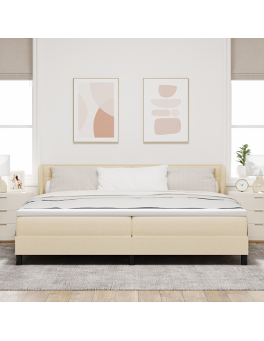 Letto a molle con materasso Crema 200 x 200 cm Tessuto