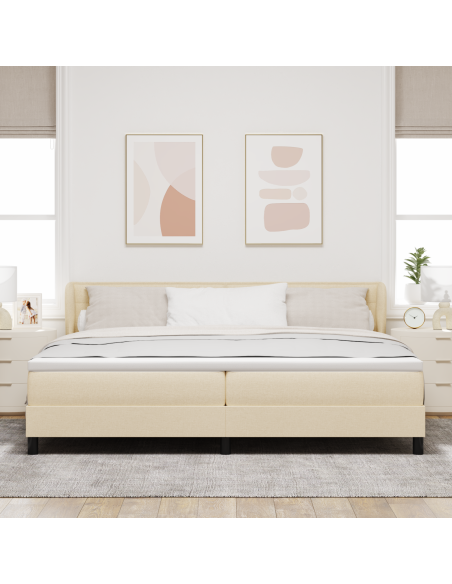 Letto a molle con materasso Crema 200 x 200 cm Tessuto