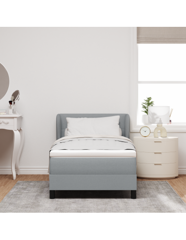 Letto a molle con materasso Grigio chiaro 100 x 200 cm Tessuto