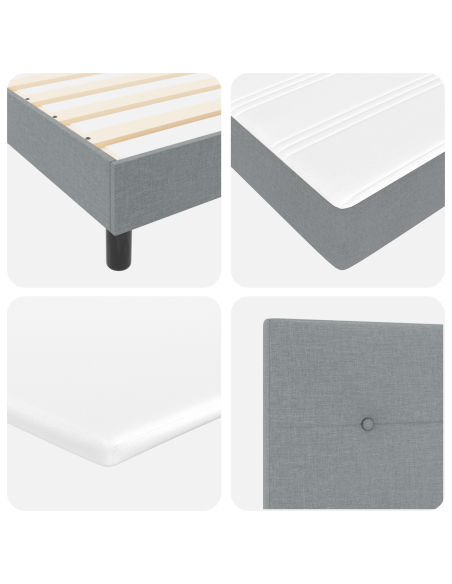 Letto a molle con materasso Grigio chiaro 160 x 200 cm Tessuto