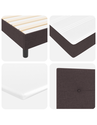 Letto a molle con materasso Marrone Scuro 160 x 200 cm Tessuto