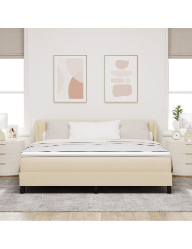 Letto a molle con materasso Crema 180 x 200 cm Tessuto