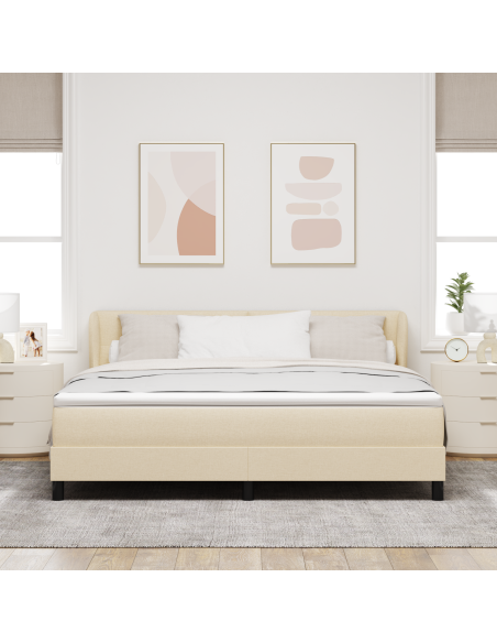 Letto a molle con materasso Crema 180 x 200 cm Tessuto