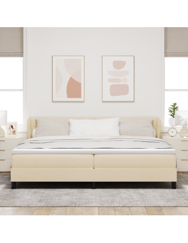 Letto a molle con materasso Crema 200 x 200 cm Tessuto