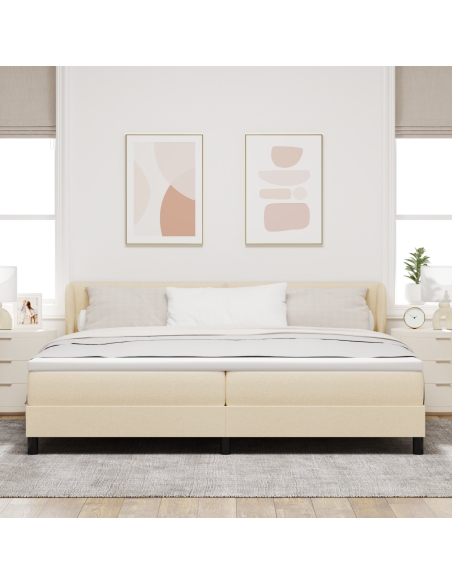 Letto a molle con materasso Crema 200 x 200 cm Tessuto