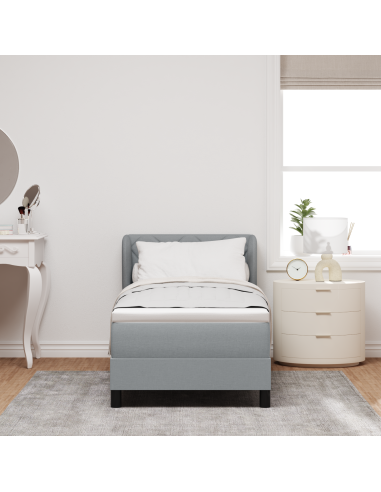 Letto a molle con materasso Grigio chiaro 80 x 200 cm Tessuto