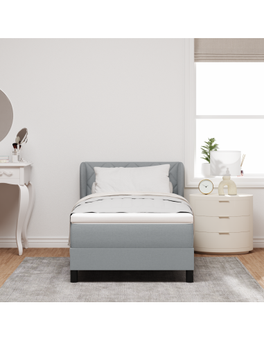 Letto a molle con materasso Grigio chiaro 90 x 190 cm Tessuto