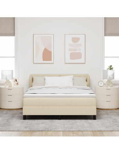 Letto a molle con materasso Crema 160 x 200 cm Tessuto