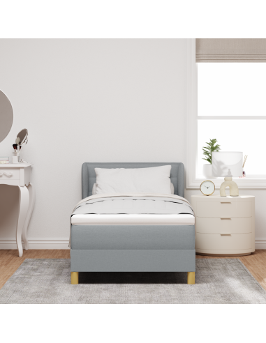 Letto a molle con materasso Grigio chiaro 100 x 200 cm Tessuto