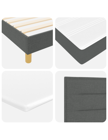 Letto a molle con materasso Grigio scuro 140 x 200 cm Tessuto