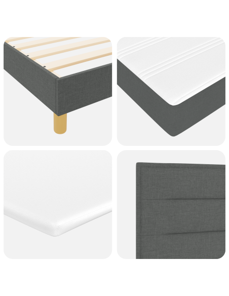 Letto a molle con materasso Grigio scuro 140 x 200 cm Tessuto