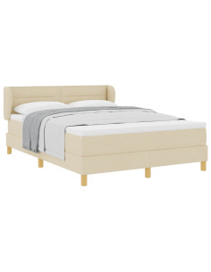 Letto a molle con materasso Crema 140 x 200 cm Tessuto 2