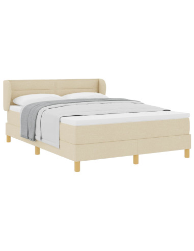 Letto a molle con materasso Crema 140 x 200 cm Tessuto