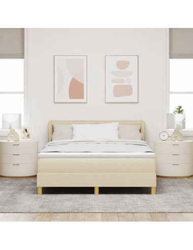 Letto a molle con materasso Crema 140 x 200 cm Tessuto