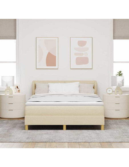 Letto a molle con materasso Crema 140 x 200 cm Tessuto