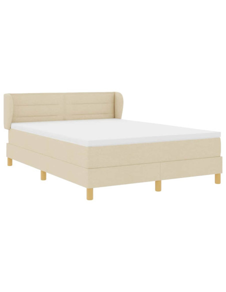 Letto a molle con materasso Crema 140 x 200 cm Tessuto