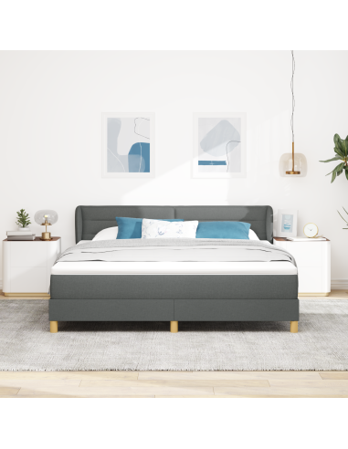 Letto a molle con materasso Grigio scuro 180 x 200 cm Tessuto