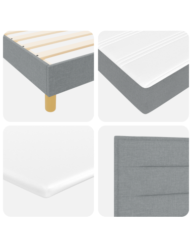Letto a molle con materasso Grigio chiaro 200 x 200 cm Tessuto
