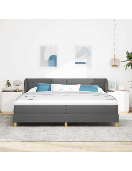 Letto a molle con materasso Grigio scuro 200 x 200 cm Tessuto