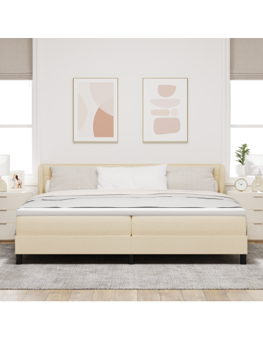 Letto a molle con materasso Crema 200 x 200 cm Tessuto