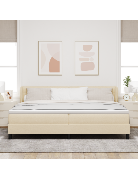 Letto a molle con materasso Crema 200 x 200 cm Tessuto