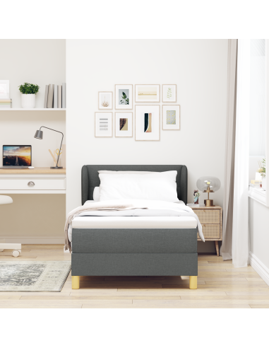 Letto a molle con materasso Grigio scuro 90 x 190 cm Tessuto
