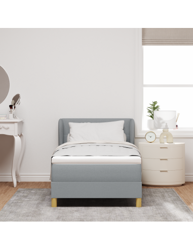 Letto a molle con materasso Grigio chiaro 90 x 200 cm Tessuto