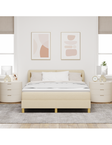 Letto a molle con materasso Crema 140 x 200 cm Tessuto