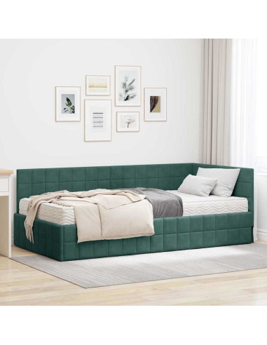 Struttura Letto Angolare con Materasso 2 pcs Verde Velluto