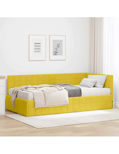 Struttura Letto Angolare con Materasso 2 pcs Giallo Velluto