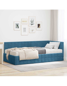 Struttura Letto Angolare con Materasso 2 pcs Blu Velluto