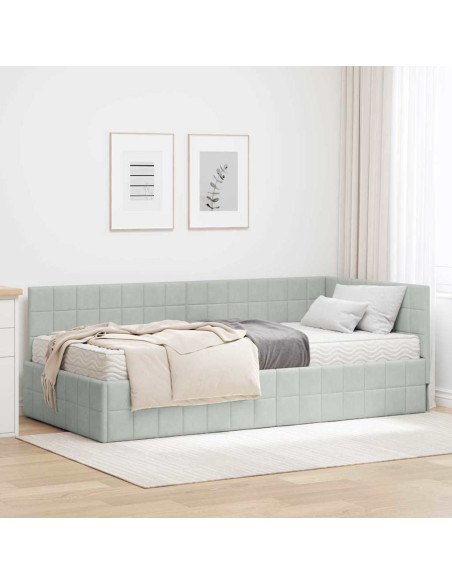 Struttura Letto Angolare con Materasso 2 pcs Grigio chiaro