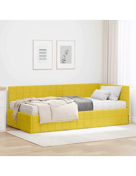 Struttura Letto Angolare con Materasso 2 pcs Giallo Velluto
