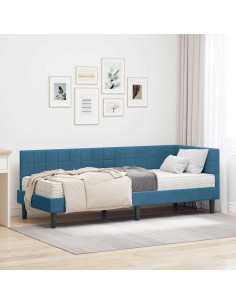 Struttura Letto Angolare con Materasso 2 pcs Blu Velluto