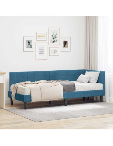 Struttura Letto Angolare con Materasso 2 pcs Blu Velluto