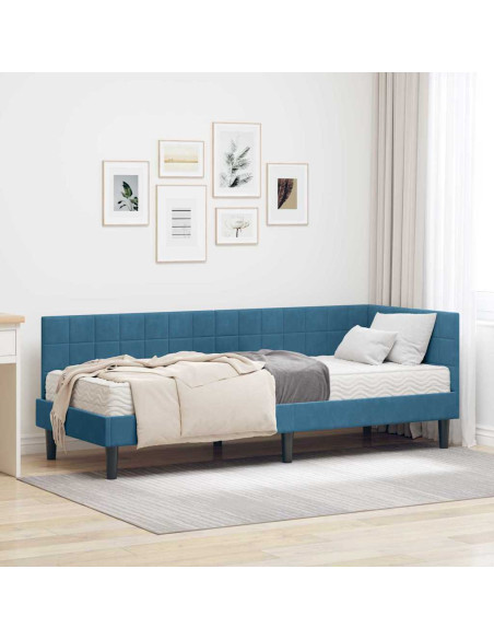 Struttura Letto Angolare con Materasso 2 pcs Blu Velluto