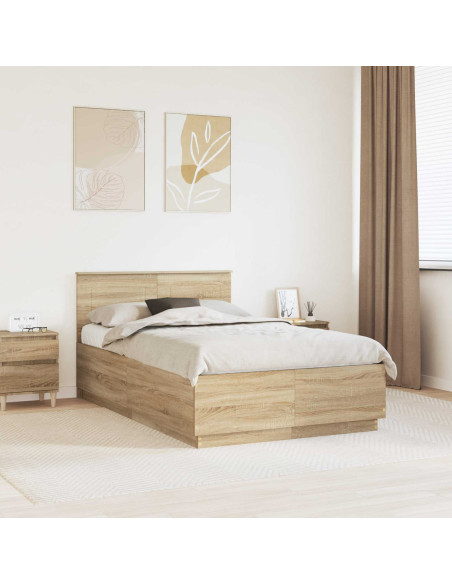 Struttura del letto con testiera Rovere Sonoma 120 x 190 cm