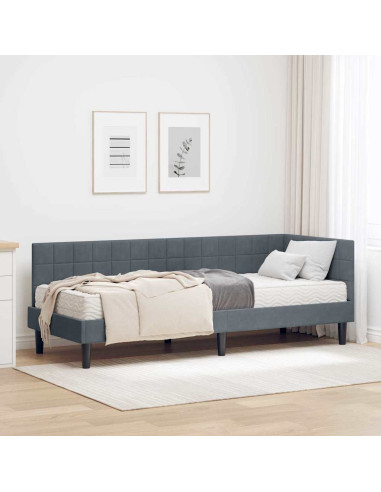Struttura Letto Angolare con Materasso 2 pcs Grigio Velluto