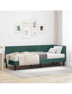 Struttura Letto Angolare con Materasso 2 pcs Verde Velluto