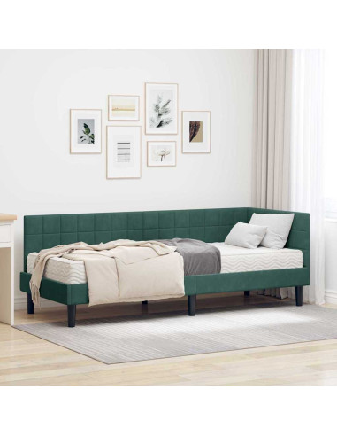 Struttura Letto Angolare con Materasso 2 pcs Verde Velluto