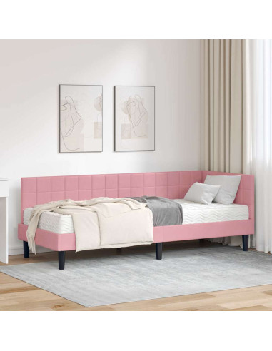 Struttura Letto Angolare con Materasso 2 pcs Grigio Velluto