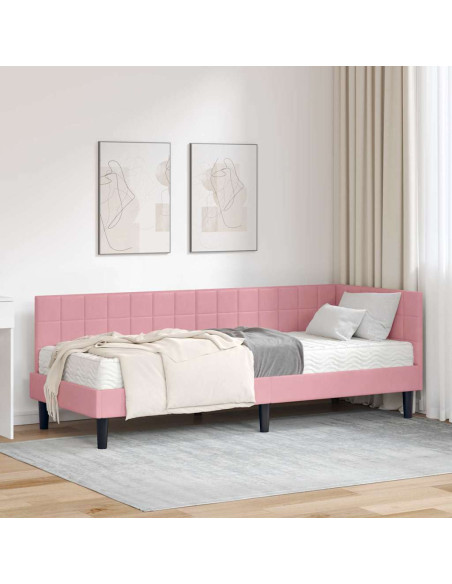 Struttura Letto Angolare con Materasso 2 pcs Grigio Velluto