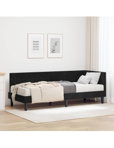 Struttura Letto Angolare con Materasso 2 pcs Nero Velluto